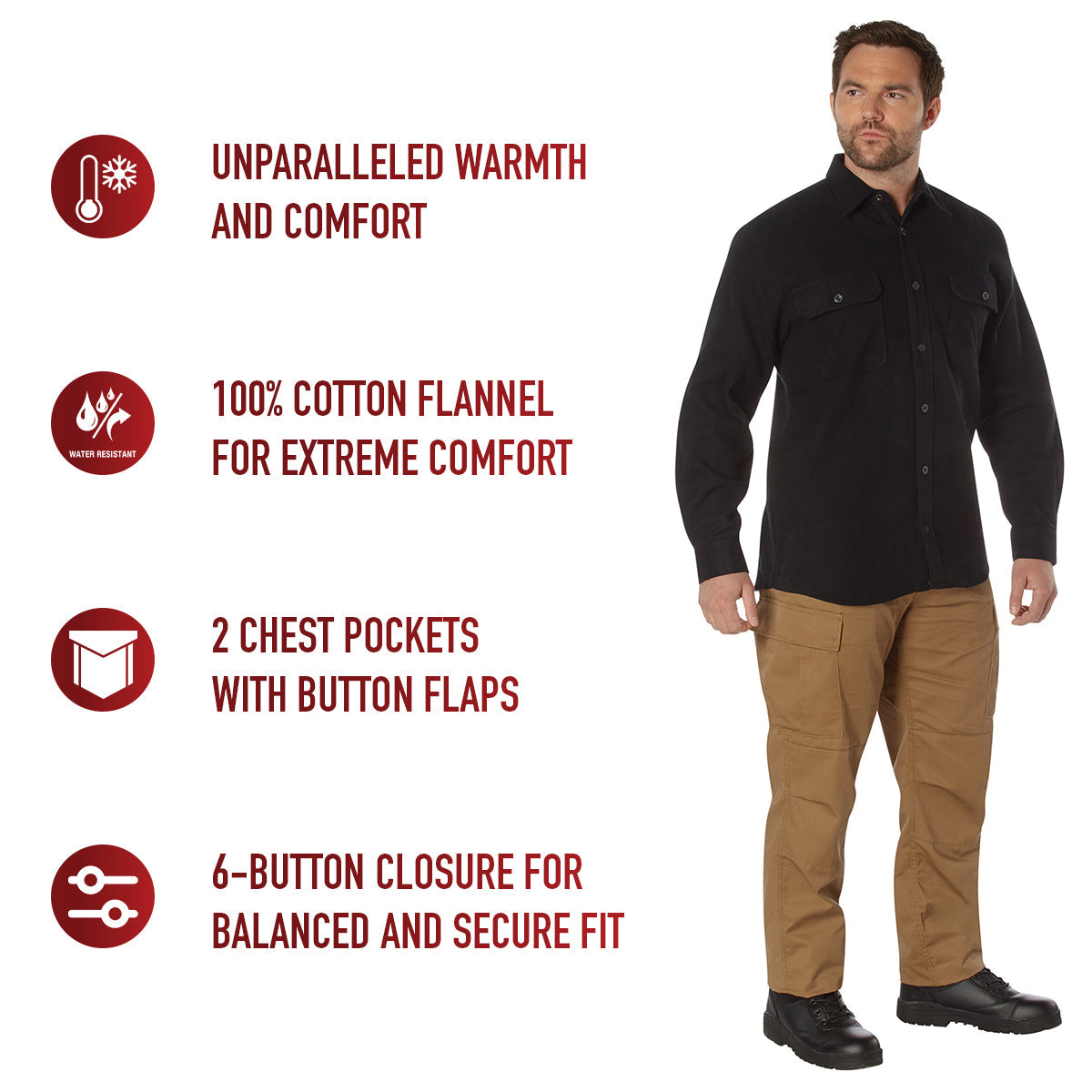 Rothco Heavy Weight Solid Flannel Shirt LARSON TACTICAL SUPPLY