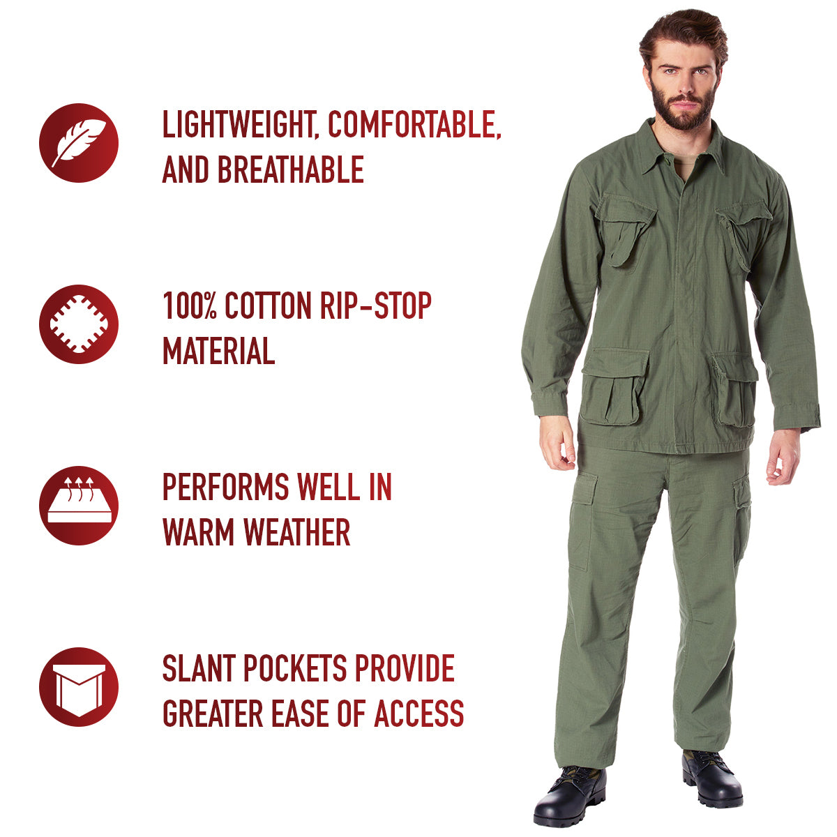 Rothco Vintage Vietnam Fatigue Rip-Stop Shirt LARSON TACTICAL SUPPLY