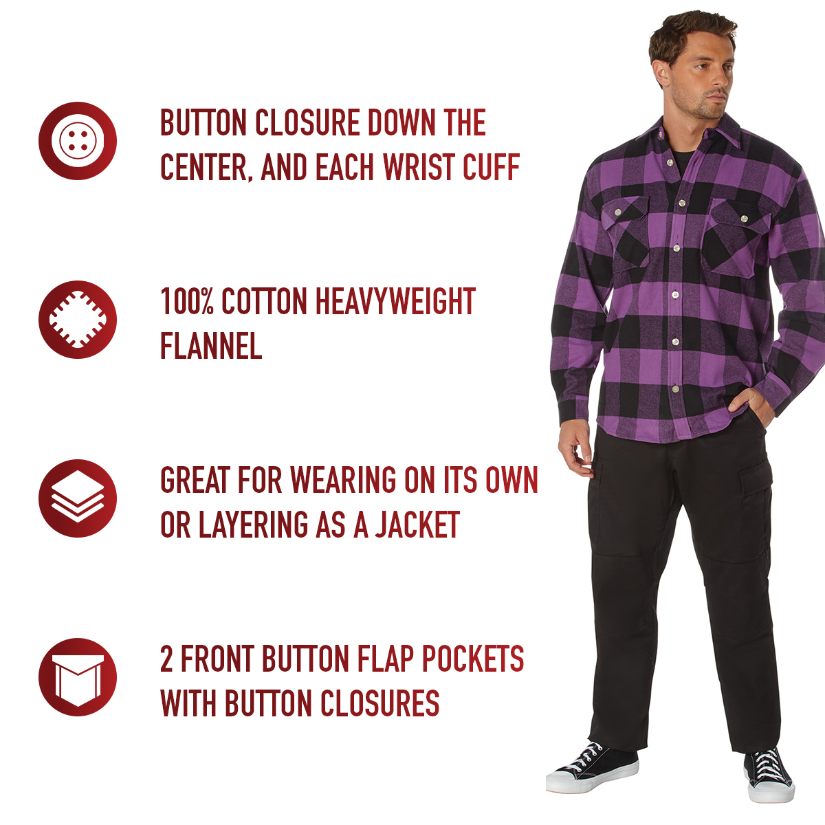 Rothco Extra Heavyweight Buffalo Plaid Flannel Shirt LARSON TACTICAL SUPPLY