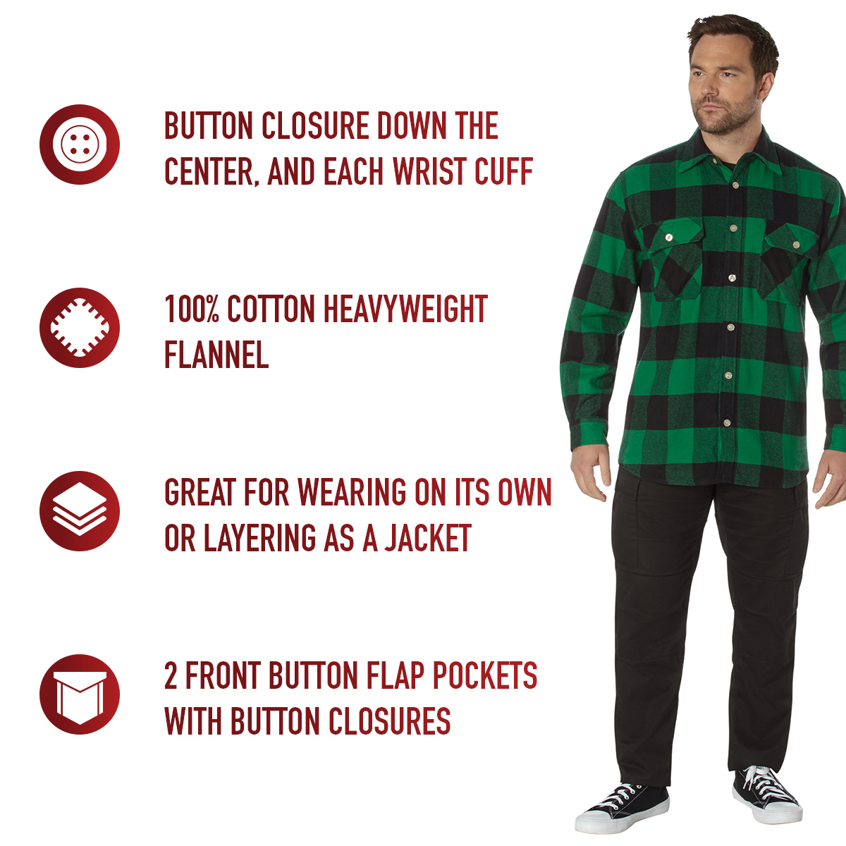 Rothco Extra Heavyweight Buffalo Plaid Flannel Shirt LARSON TACTICAL SUPPLY