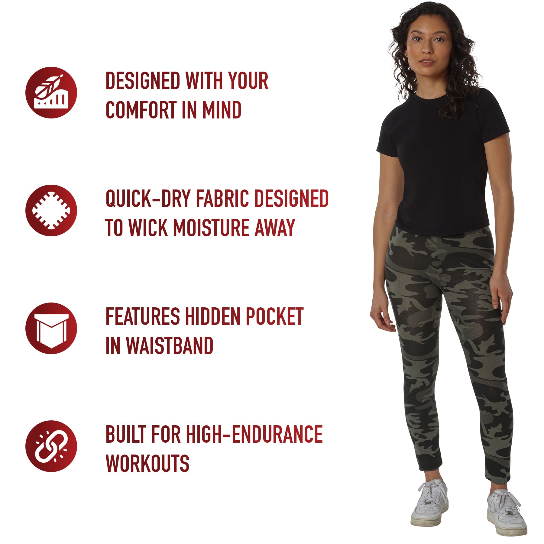 Rothco Womens Workout Performance Camo Leggings With Pockets LARSON TACTICAL SUPPLY