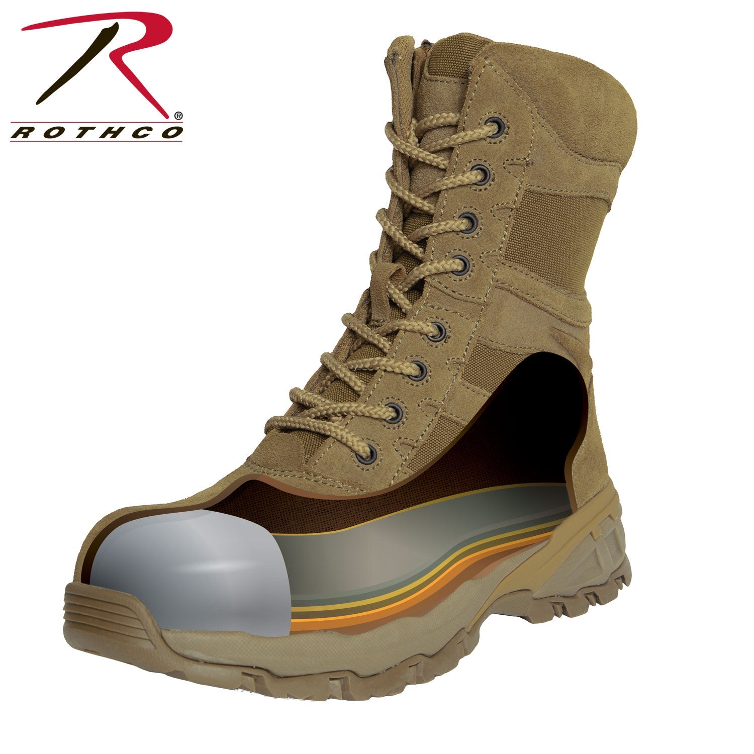 Rothco Forced Entry Tactical Boot With Side Zipper & Composite Toe - 8 Inch LARSON TACTICAL SUPPLY