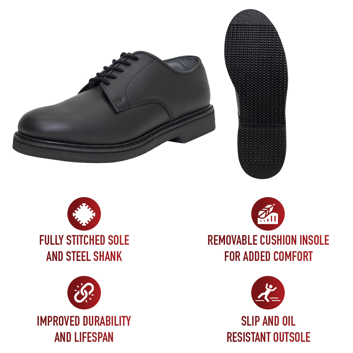 Rothco Military Uniform Oxford Leather Shoes LARSON TACTICAL SUPPLY