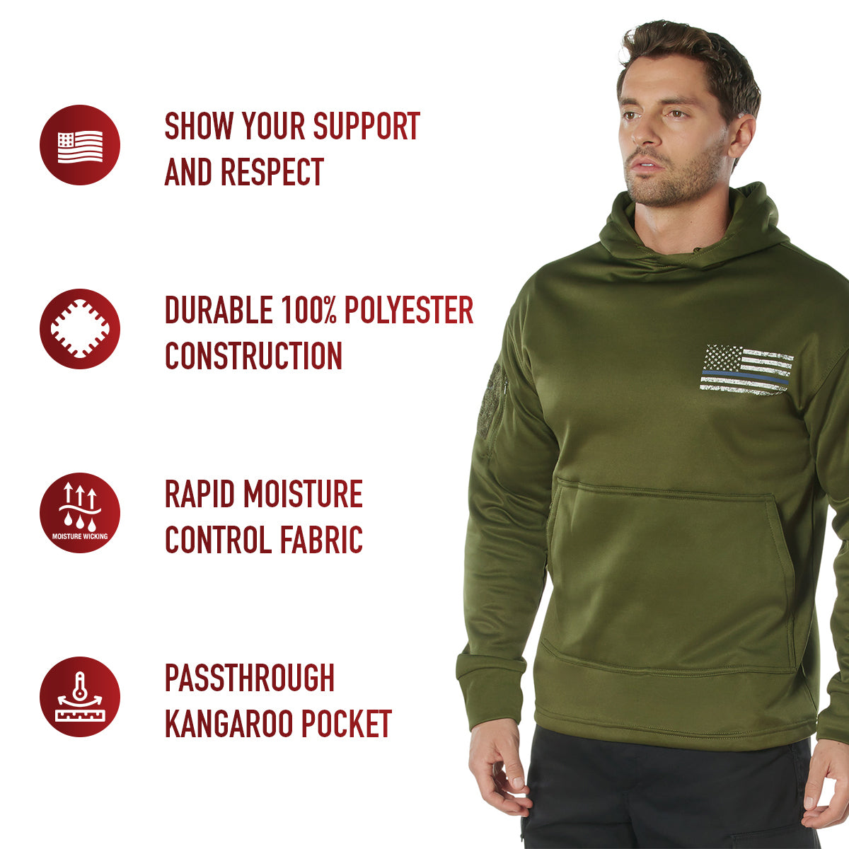 Rothco Concealed Carry Thin Blue Line Hoodie LARSON TACTICAL SUPPLY