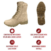 Rothco Forced Entry Deployment Boots With Side Zipper - 8 Inch LARSON TACTICAL SUPPLY