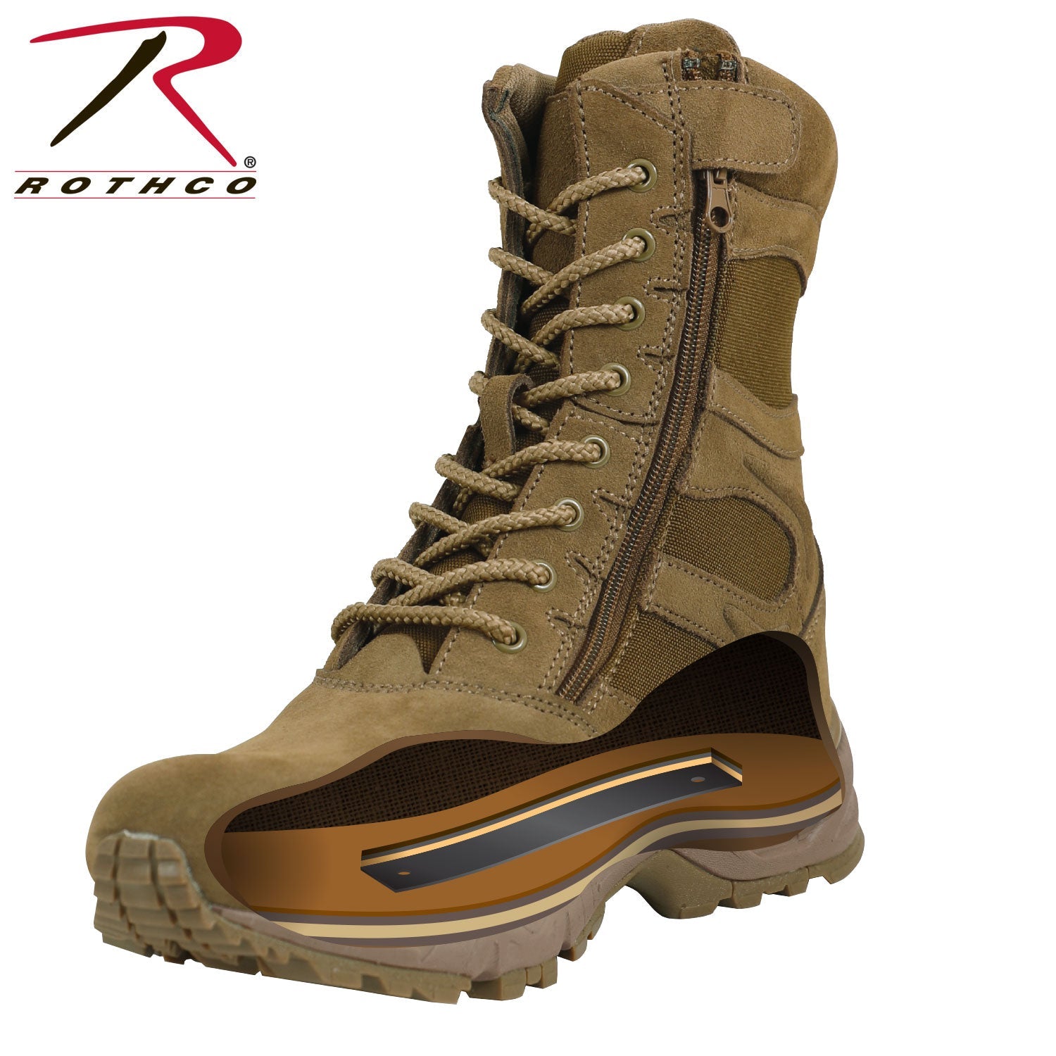 Rothco Forced Entry Deployment Boots With Side Zipper - 8 Inch LARSON TACTICAL SUPPLY
