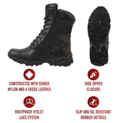 Rothco Forced Entry Deployment Boot With Side Zipper - 8 Inch LARSON TACTICAL SUPPLY