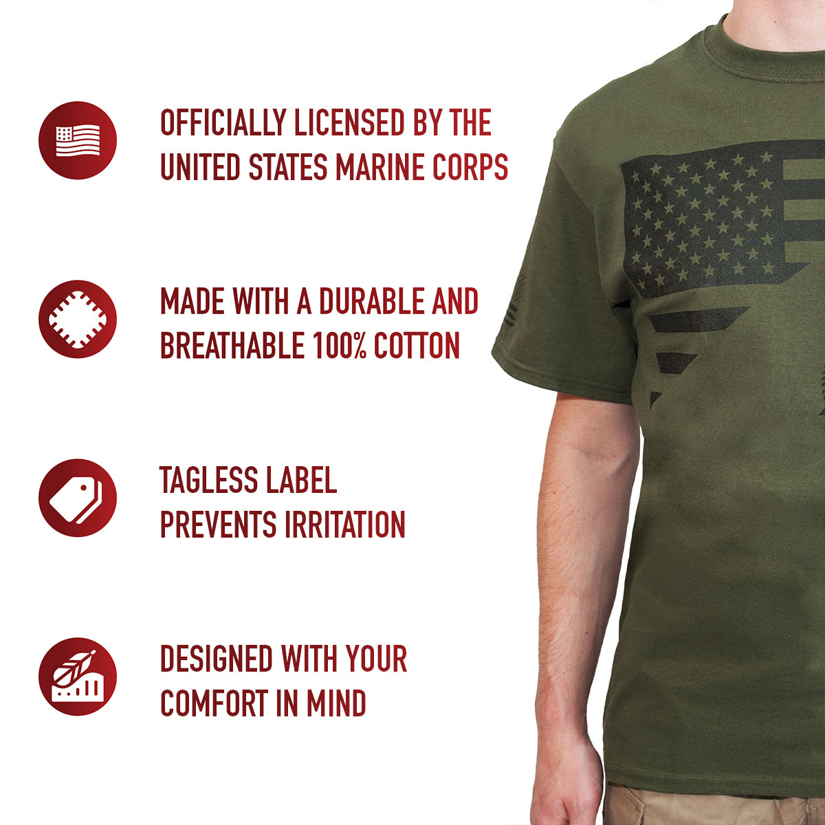 Rothco US Flag / USMC Eagle, Globe, & Anchor T Shirt LARSON TACTICAL SUPPLY
