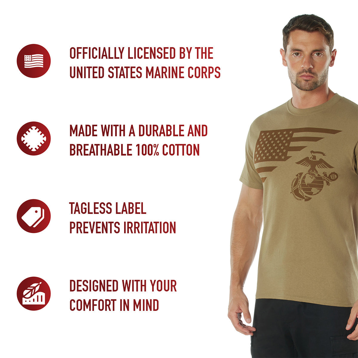 Rothco US Flag / USMC Eagle, Globe, & Anchor T Shirt LARSON TACTICAL SUPPLY