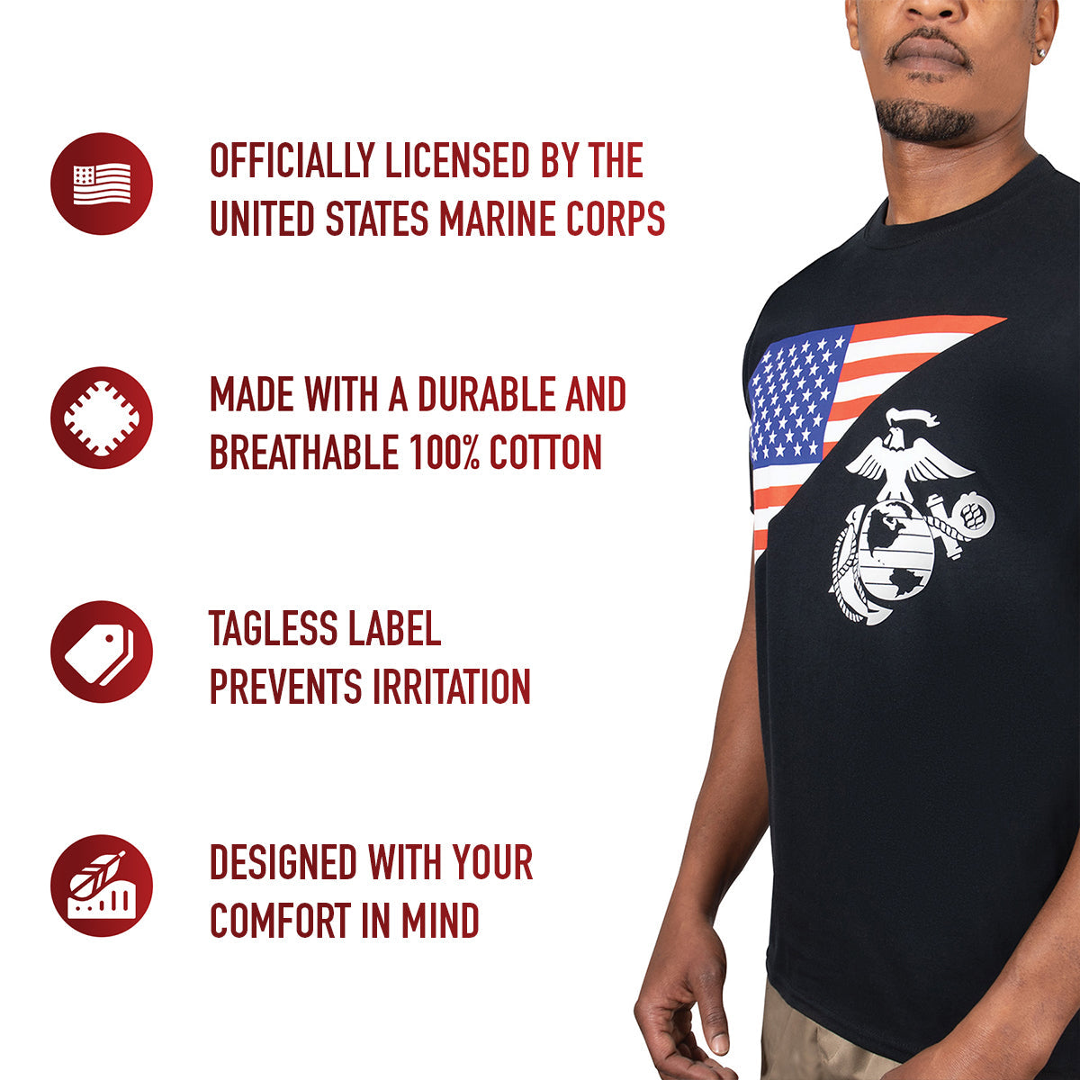 Rothco US Flag / USMC Eagle, Globe, & Anchor T Shirt LARSON TACTICAL SUPPLY