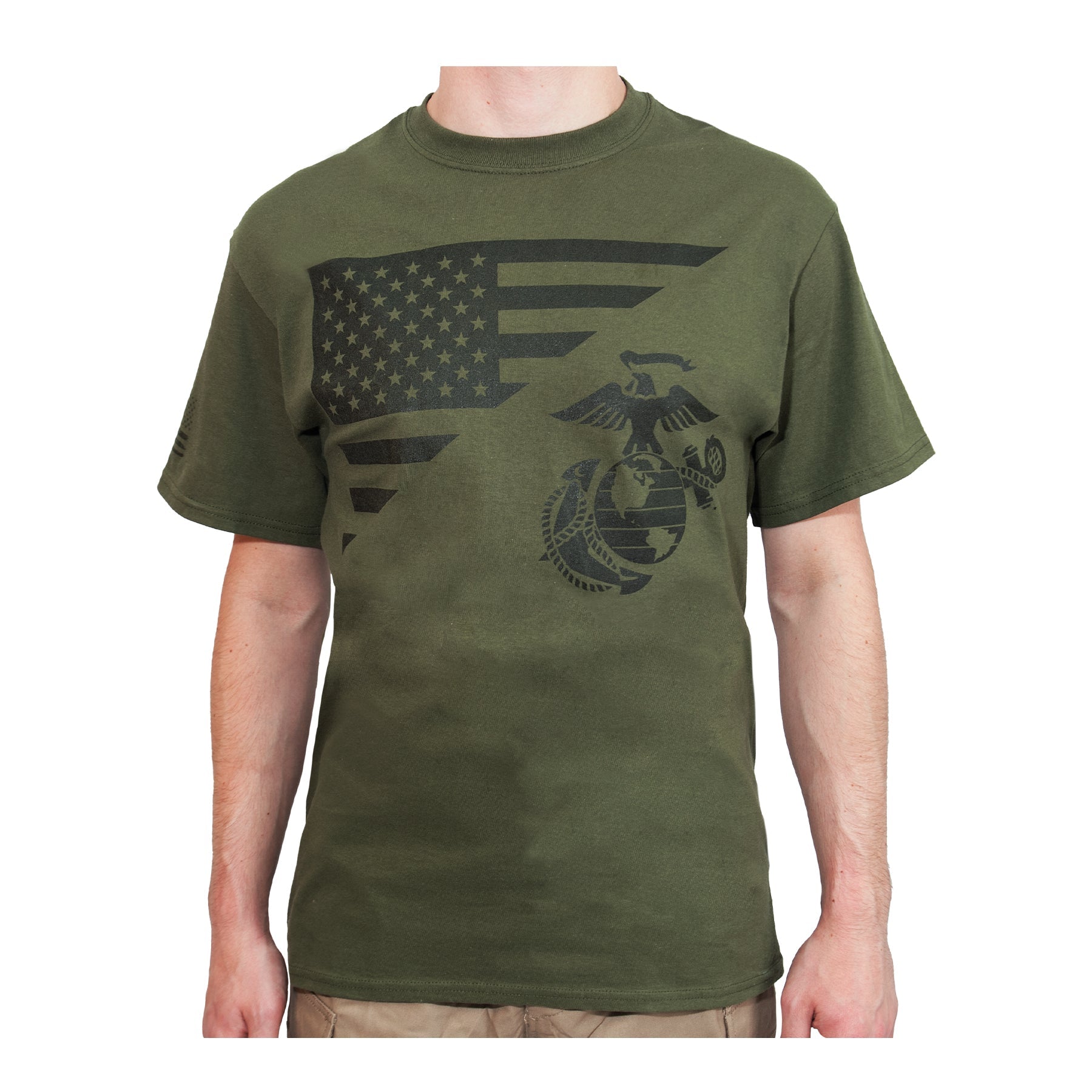 Rothco US Flag / USMC Eagle, Globe, & Anchor T Shirt LARSON TACTICAL SUPPLY