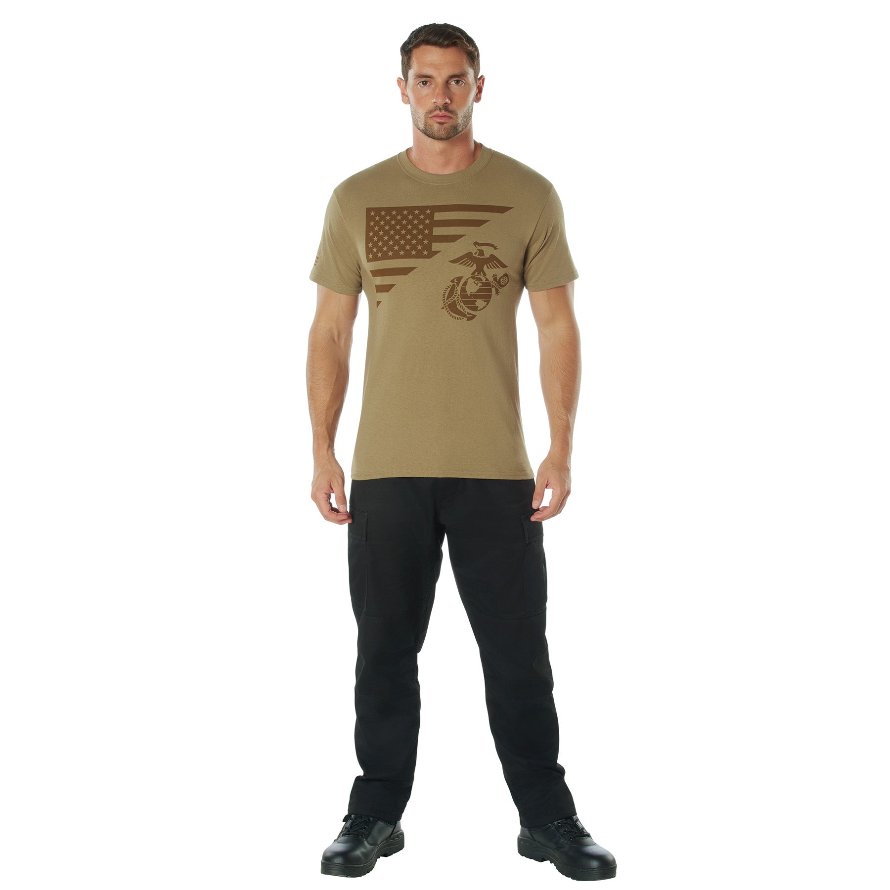 Rothco US Flag / USMC Eagle, Globe, & Anchor T Shirt LARSON TACTICAL SUPPLY
