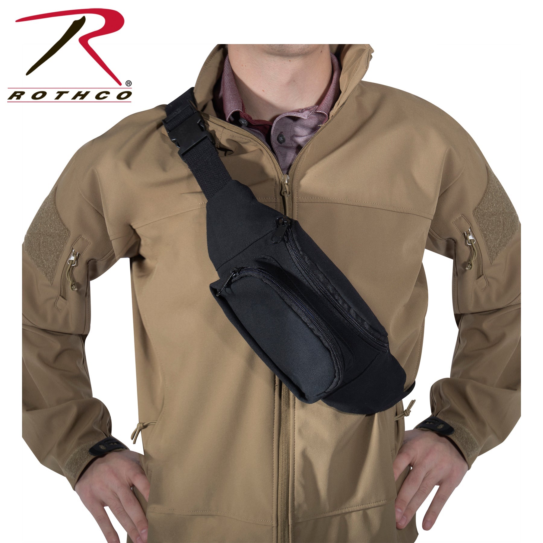 Rothco Canvas Crossbody Fanny Pack - Black LARSON TACTICAL SUPPLY