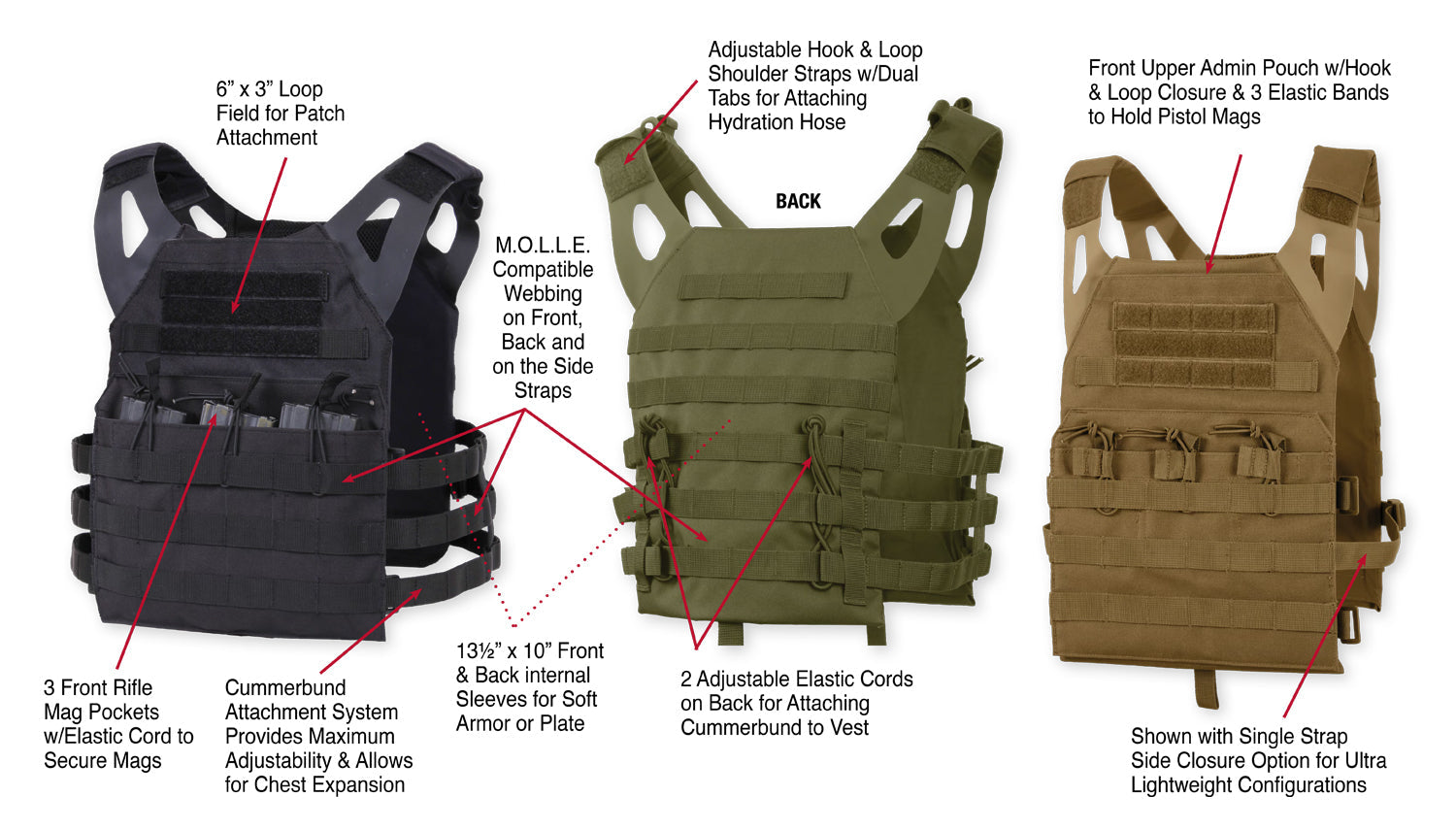Rothco Lightweight Armor Plate Carrier Vest LARSON TACTICAL SUPPLY