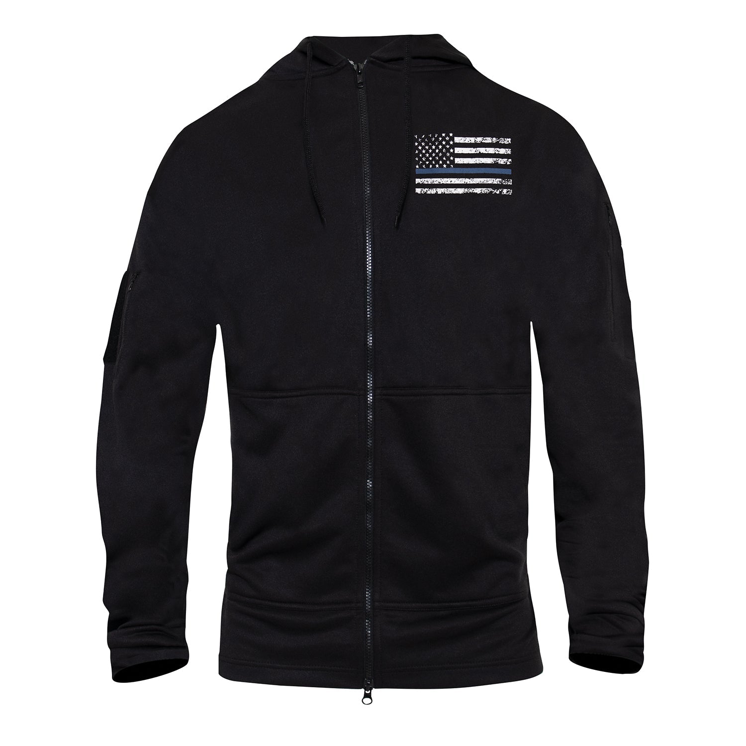 Rothco Thin Blue Line Concealed Carry Zippered Hoodie - Black LARSON TACTICAL SUPPLY