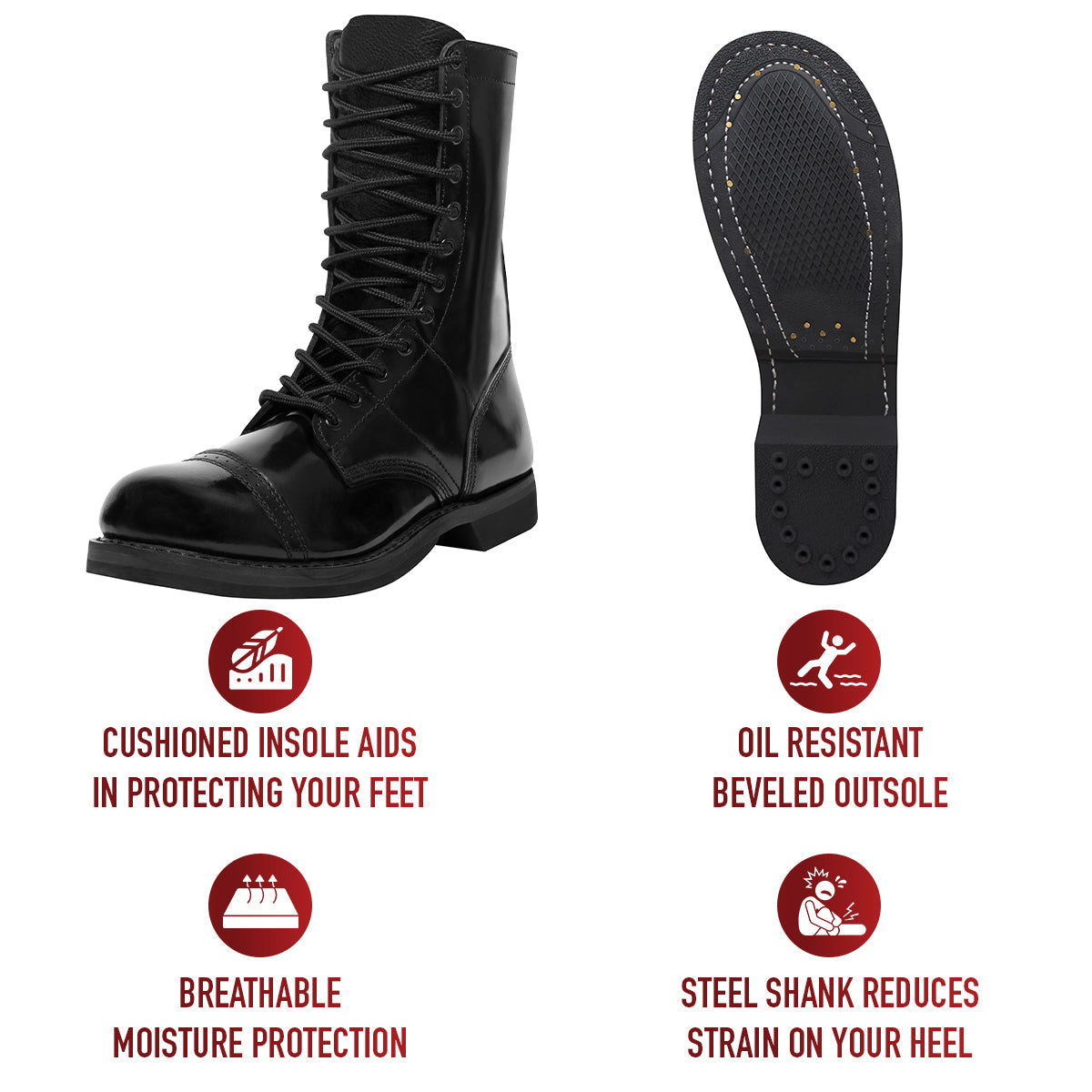 Rothco Leather Jump Boot - 10 Inch LARSON TACTICAL SUPPLY