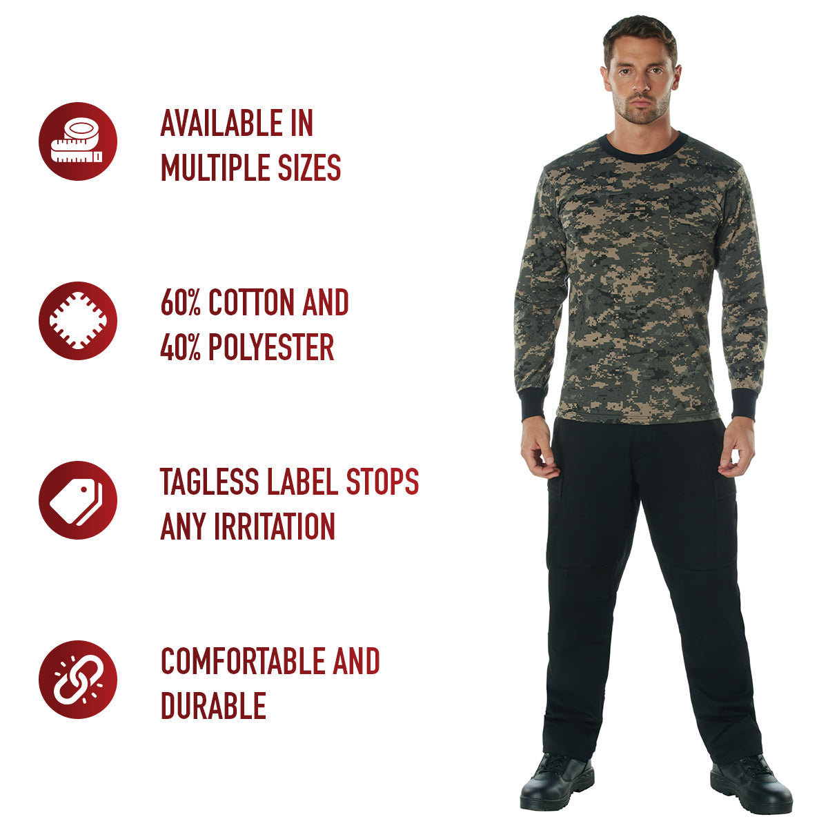 Rothco Long Sleeve Digital Camo T-Shirt LARSON TACTICAL SUPPLY