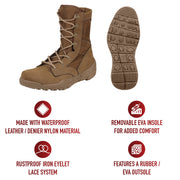 Rothco Waterproof V-Max Lightweight Tactical Boots - AR 670-1 Coyote Brown - 8.5 Inch LARSON TACTICAL SUPPLY