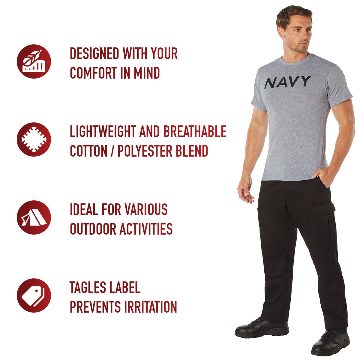 Rothco Grey Physical Training T-Shirt LARSON TACTICAL SUPPLY