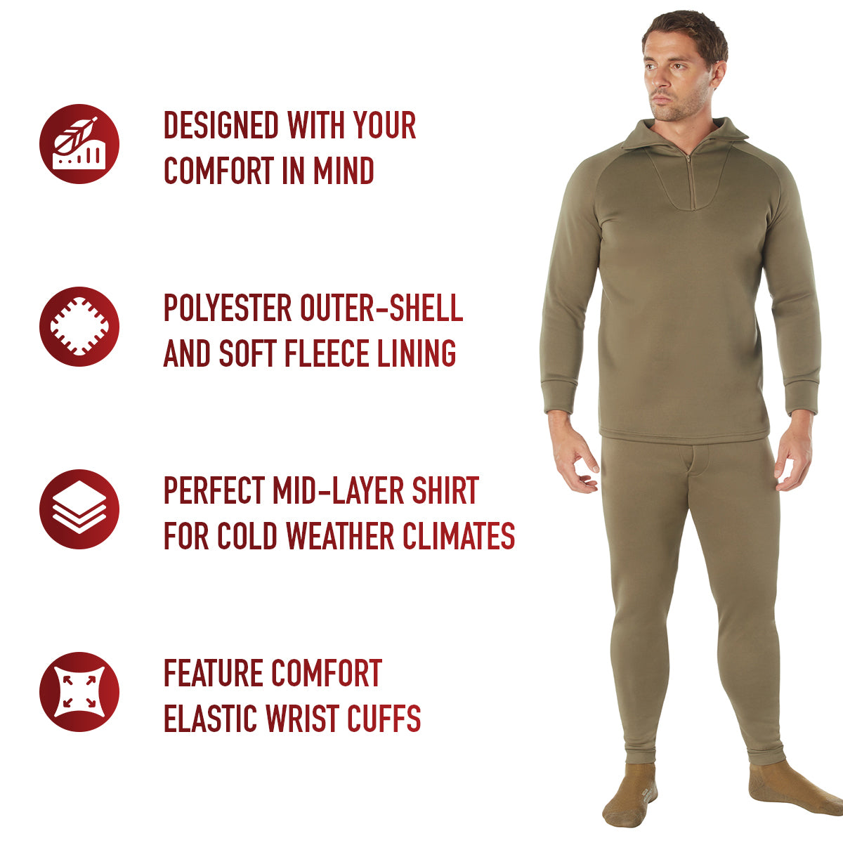 Rothco ECWCS Poly Zip Collar Shirts LARSON TACTICAL SUPPLY