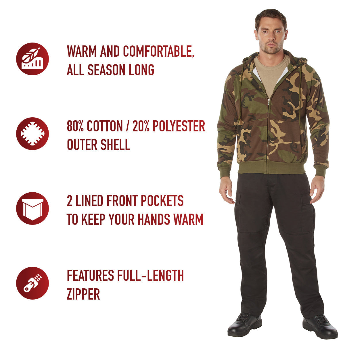 Rothco Thermal Lined Full-Zip Hoodie LARSON TACTICAL SUPPLY