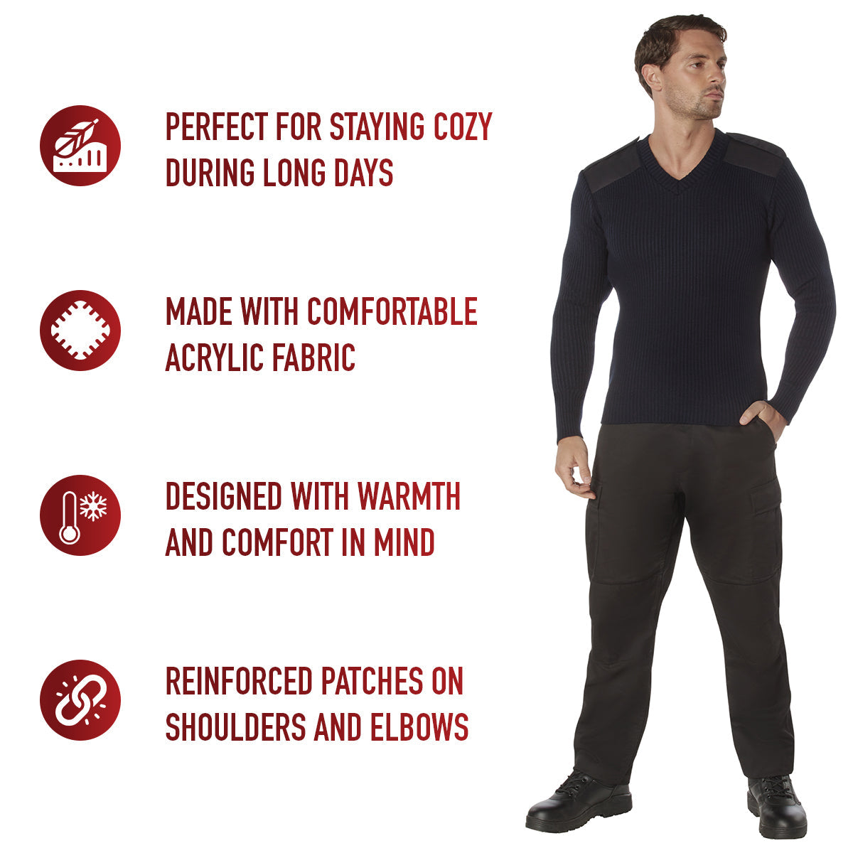 Rothco G.I. Style Acrylic V-Neck Sweater LARSON TACTICAL SUPPLY