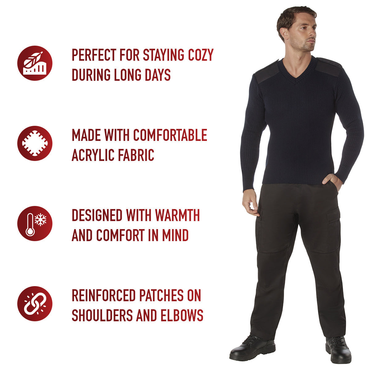 Rothco G.I. Style Acrylic V-Neck Sweater LARSON TACTICAL SUPPLY