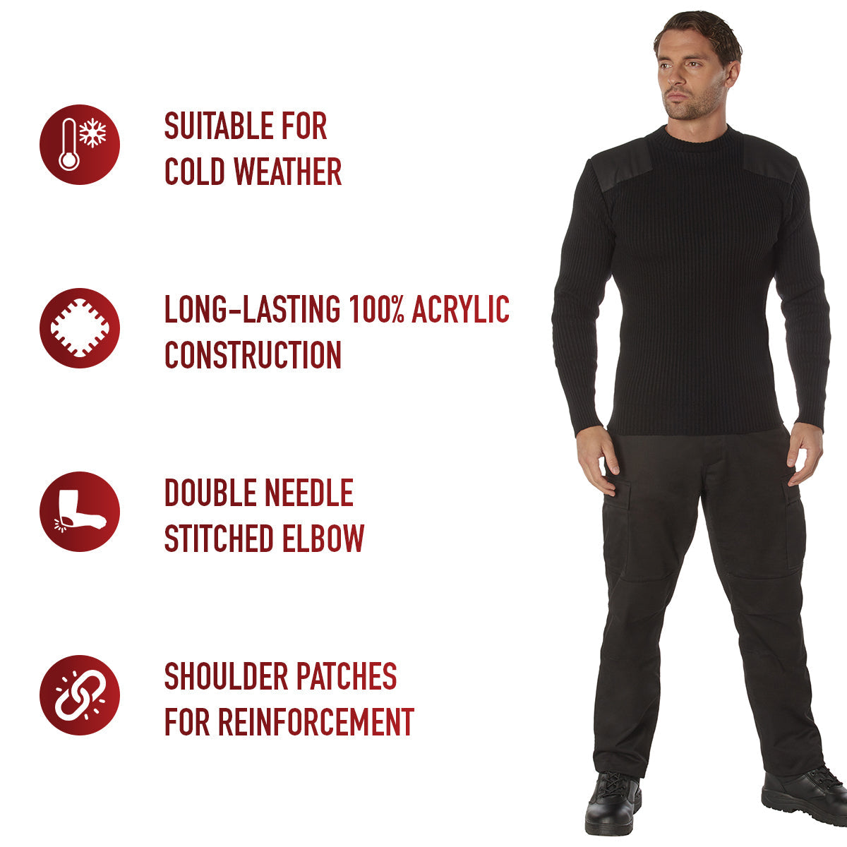 Rothco Acrylic Commando Sweater LARSON TACTICAL SUPPLY