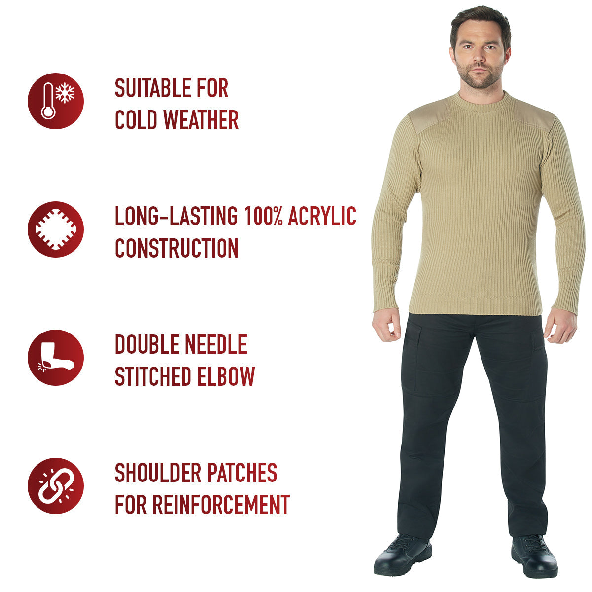 Rothco Acrylic Commando Sweater LARSON TACTICAL SUPPLY