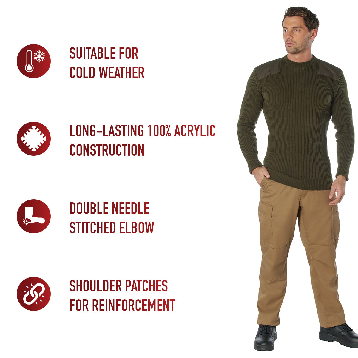 Rothco Acrylic Commando Sweater LARSON TACTICAL SUPPLY