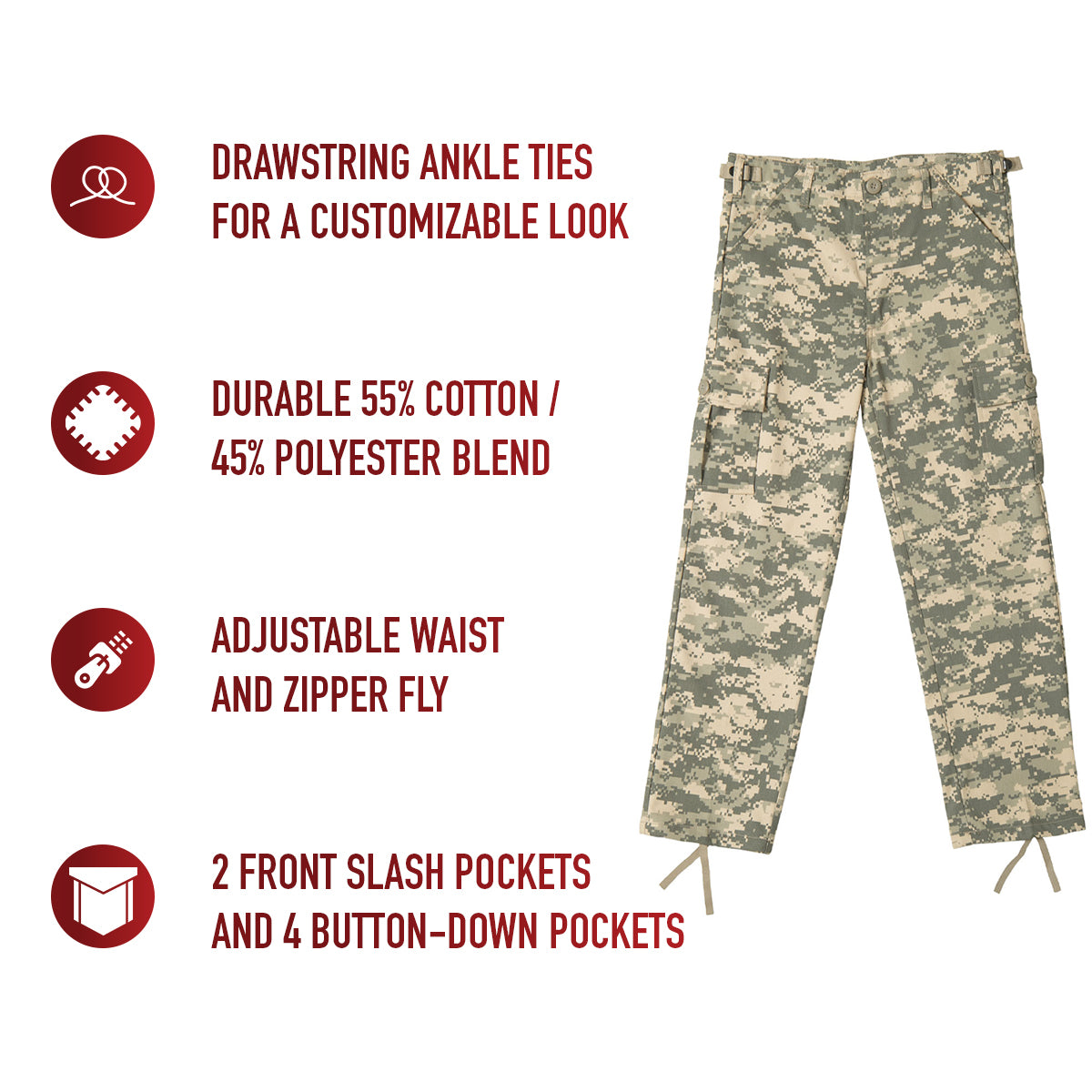 Rothco Kids Digital Camo BDU Pants LARSON TACTICAL SUPPLY