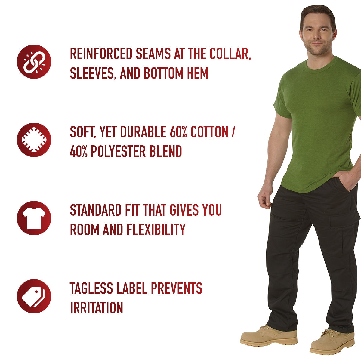 Rothco Solid Color T-Shirt with Cotton / Polyester Blend LARSON TACTICAL SUPPLY