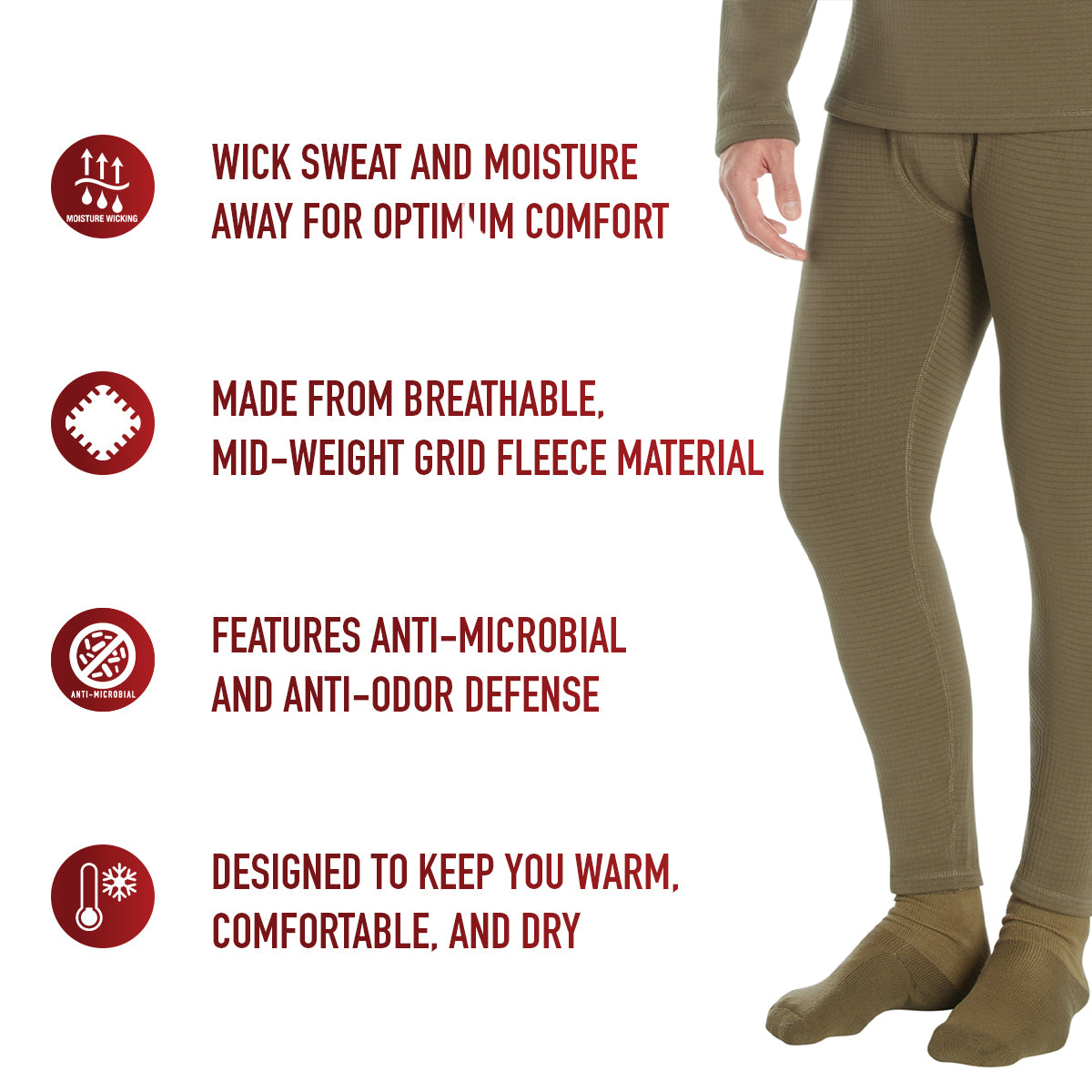 Rothco ECWCS Gen III Mid-Weight Underwear Bottoms (Level II) LARSON TACTICAL SUPPLY