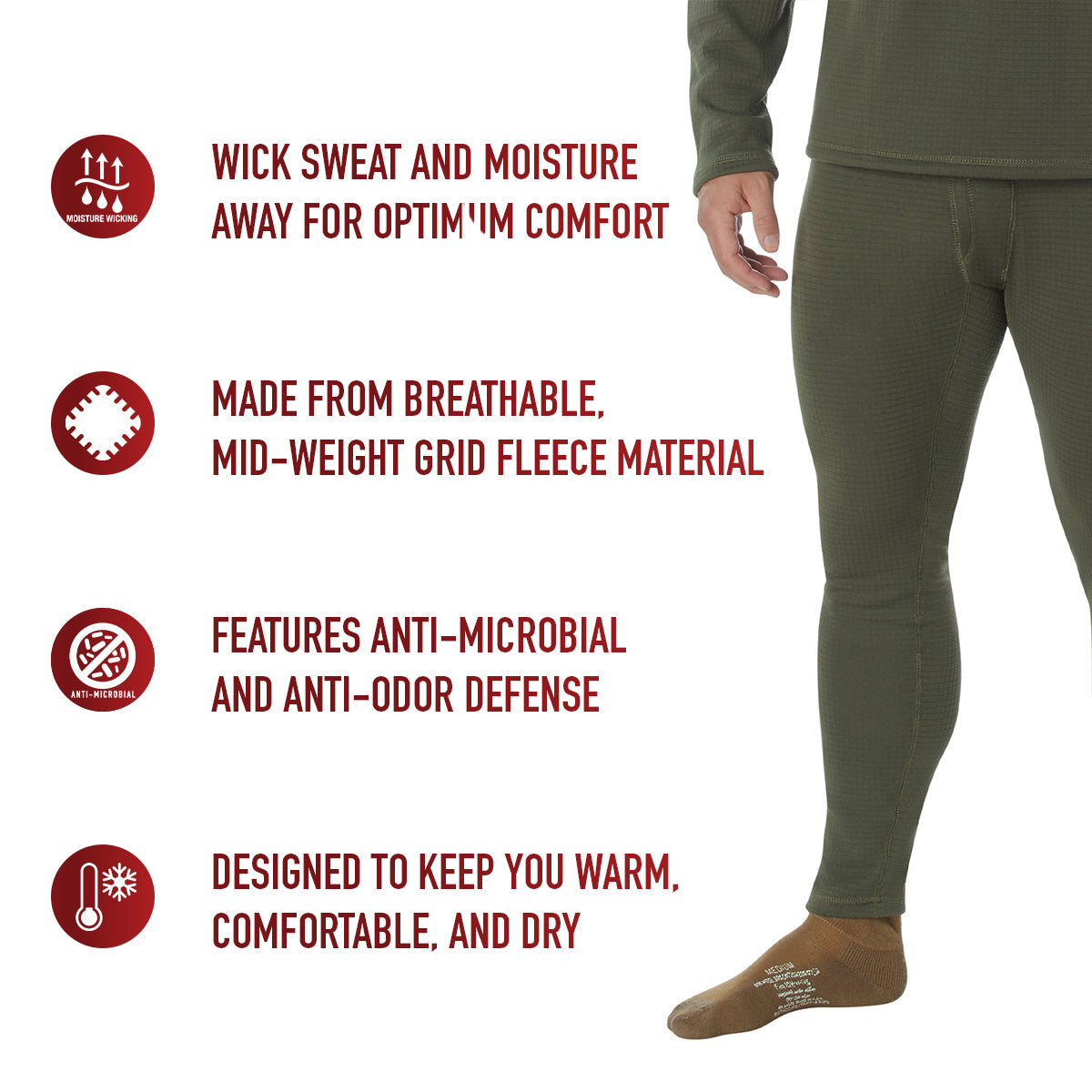 Rothco ECWCS Gen III Mid-Weight Underwear Bottoms (Level II) LARSON TACTICAL SUPPLY