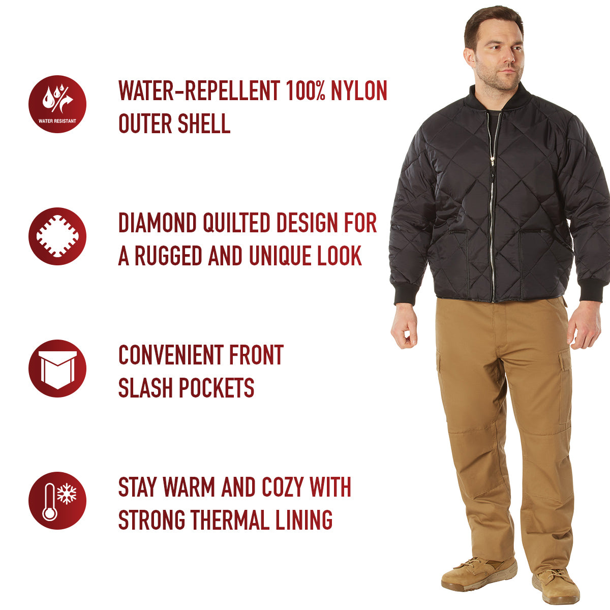 Rothco Diamond Quilted Nylon Flight Jacket LARSON TACTICAL SUPPLY