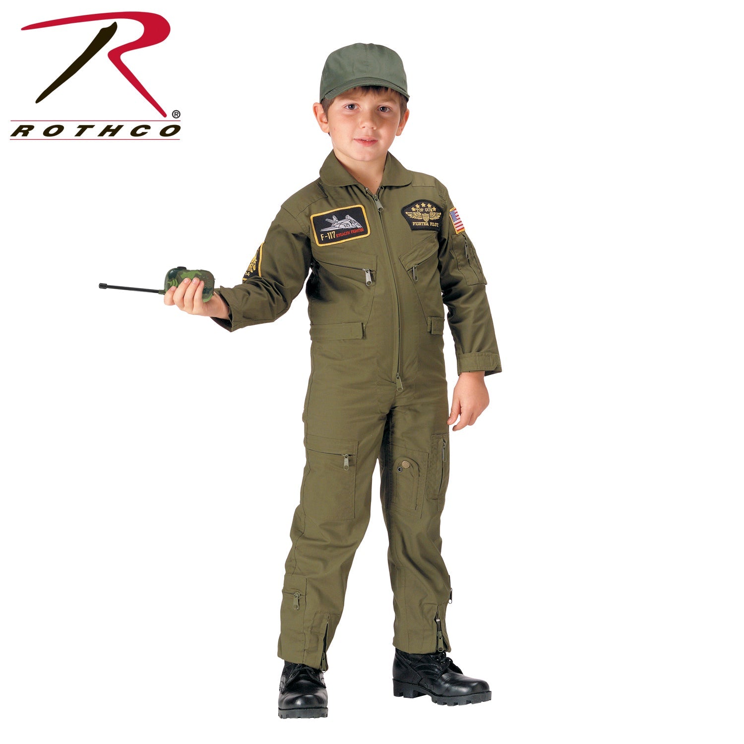 Rothco Kid's Flight Coverall With Patches - Olive Drab LARSON TACTICAL SUPPLY