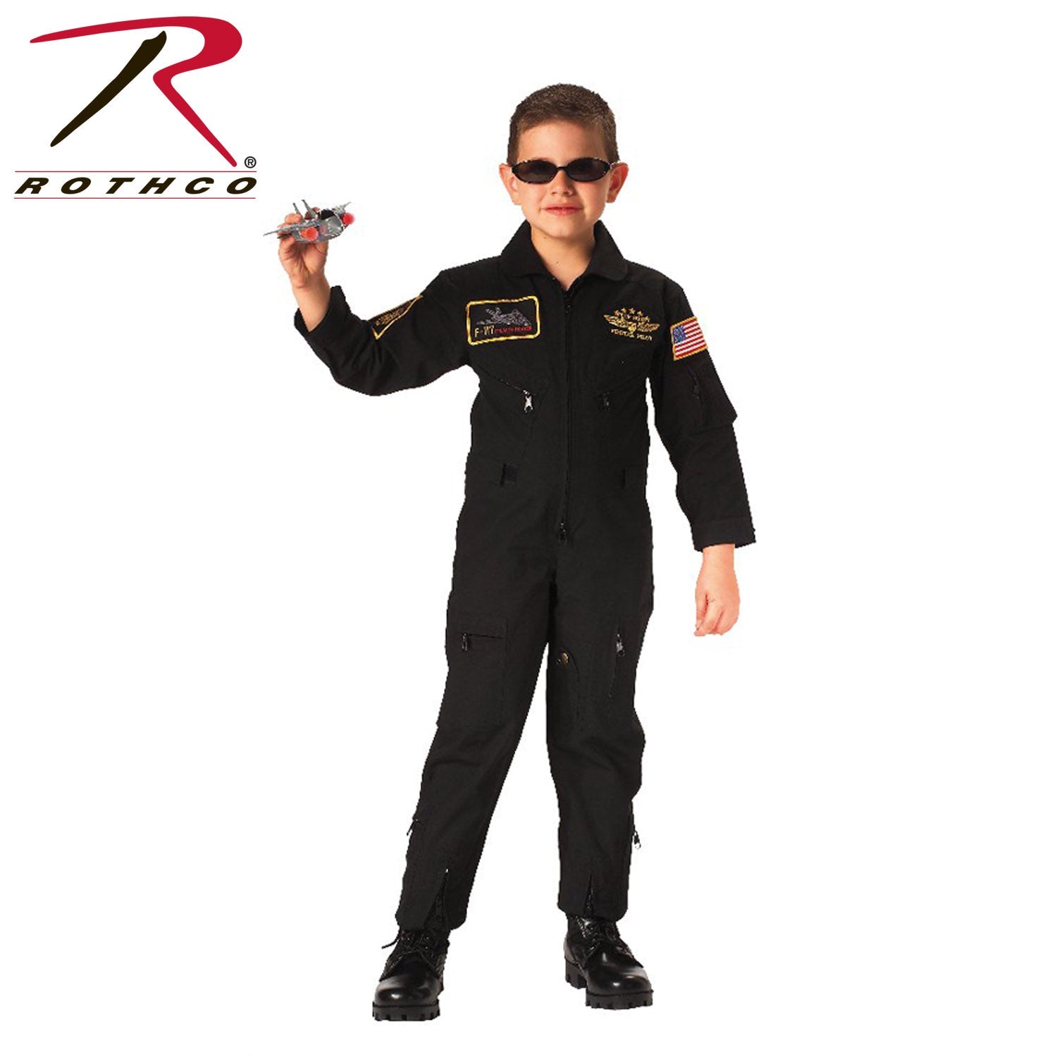 Rothco Kid's Flight Coverall With Patches - Olive Drab LARSON TACTICAL SUPPLY