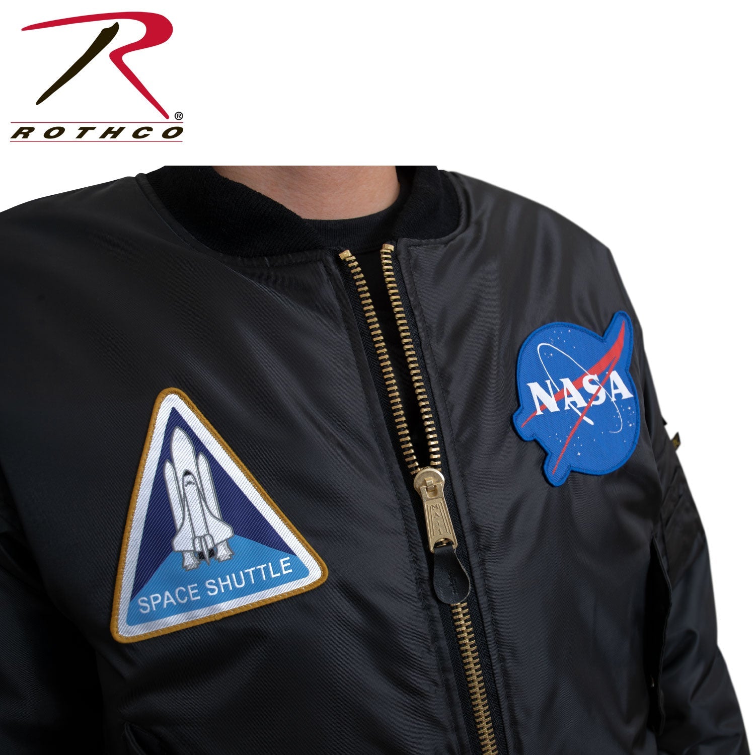 Rothco NASA MA-1 Flight Jacket - Black LARSON TACTICAL SUPPLY