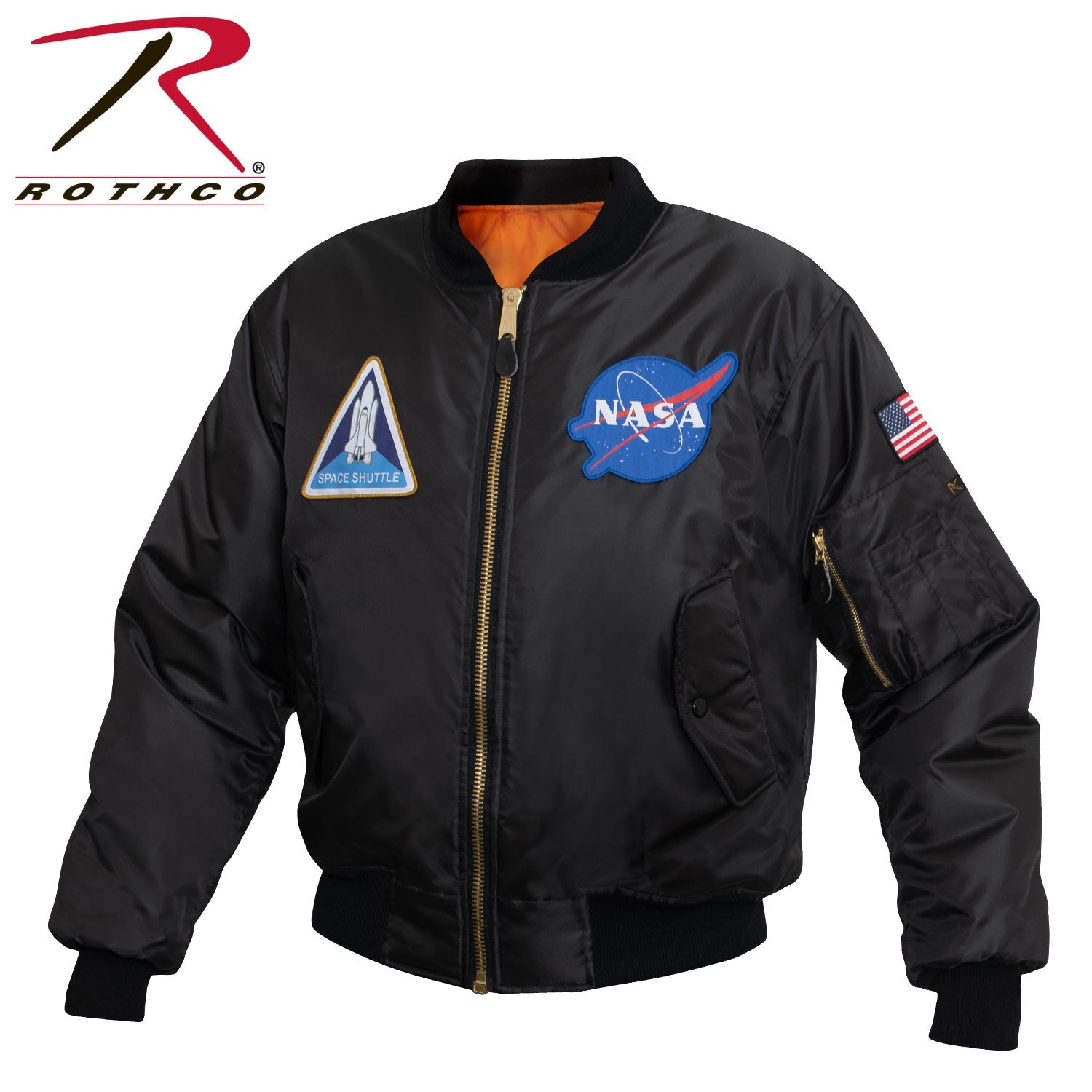 Rothco NASA MA-1 Flight Jacket - Black LARSON TACTICAL SUPPLY
