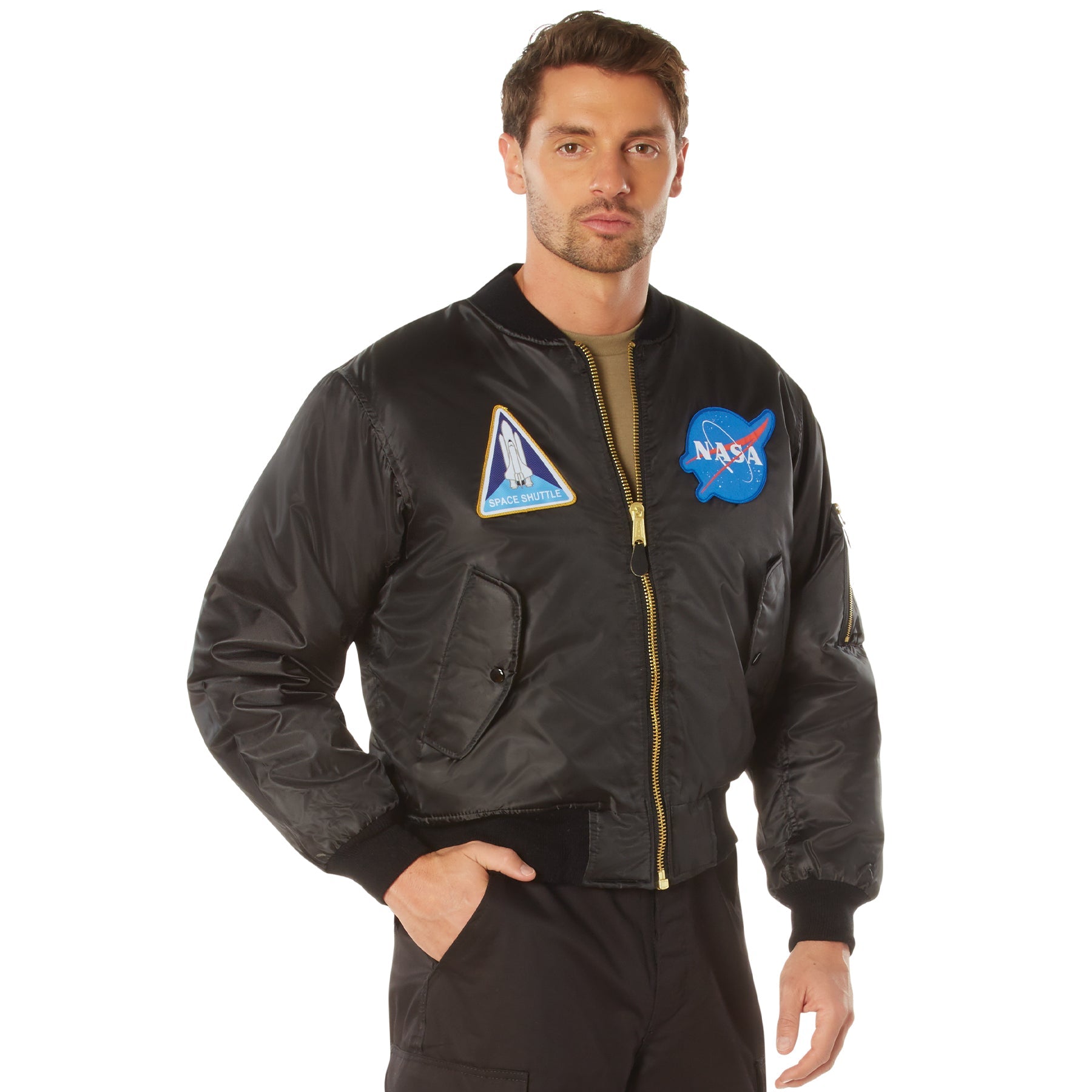 Rothco NASA MA-1 Flight Jacket - Black LARSON TACTICAL SUPPLY