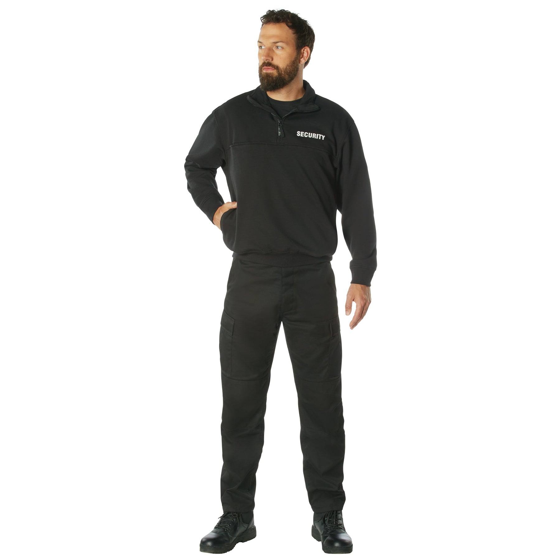 Rothco Security 1/4 Zip Job Shirt - Black LARSON TACTICAL SUPPLY