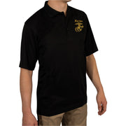 Rothco USMC Eagle, Globe & Anchor Moisture Wicking Polo Shirt - Black LARSON TACTICAL SUPPLY
