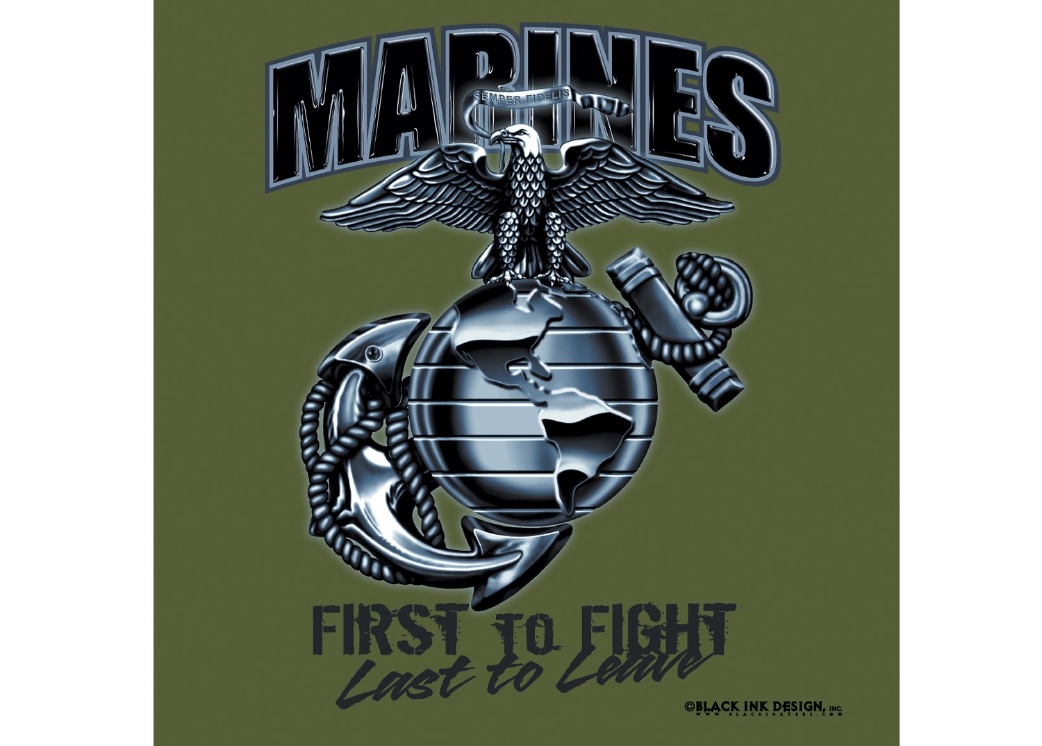 Black Ink Marines First To Fight T-Shirt LARSON TACTICAL SUPPLY