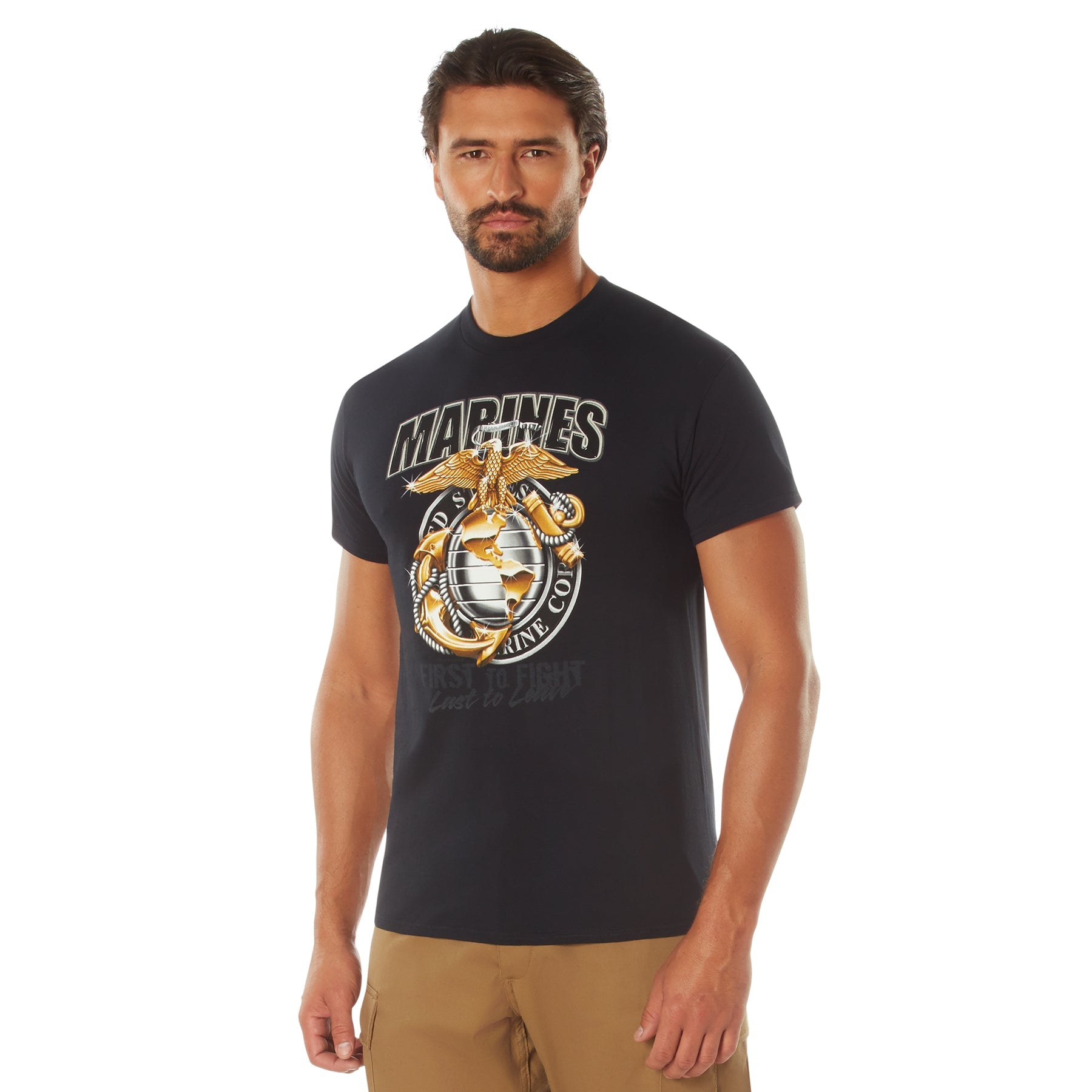 Black Ink Marines First To Fight T-Shirt LARSON TACTICAL SUPPLY