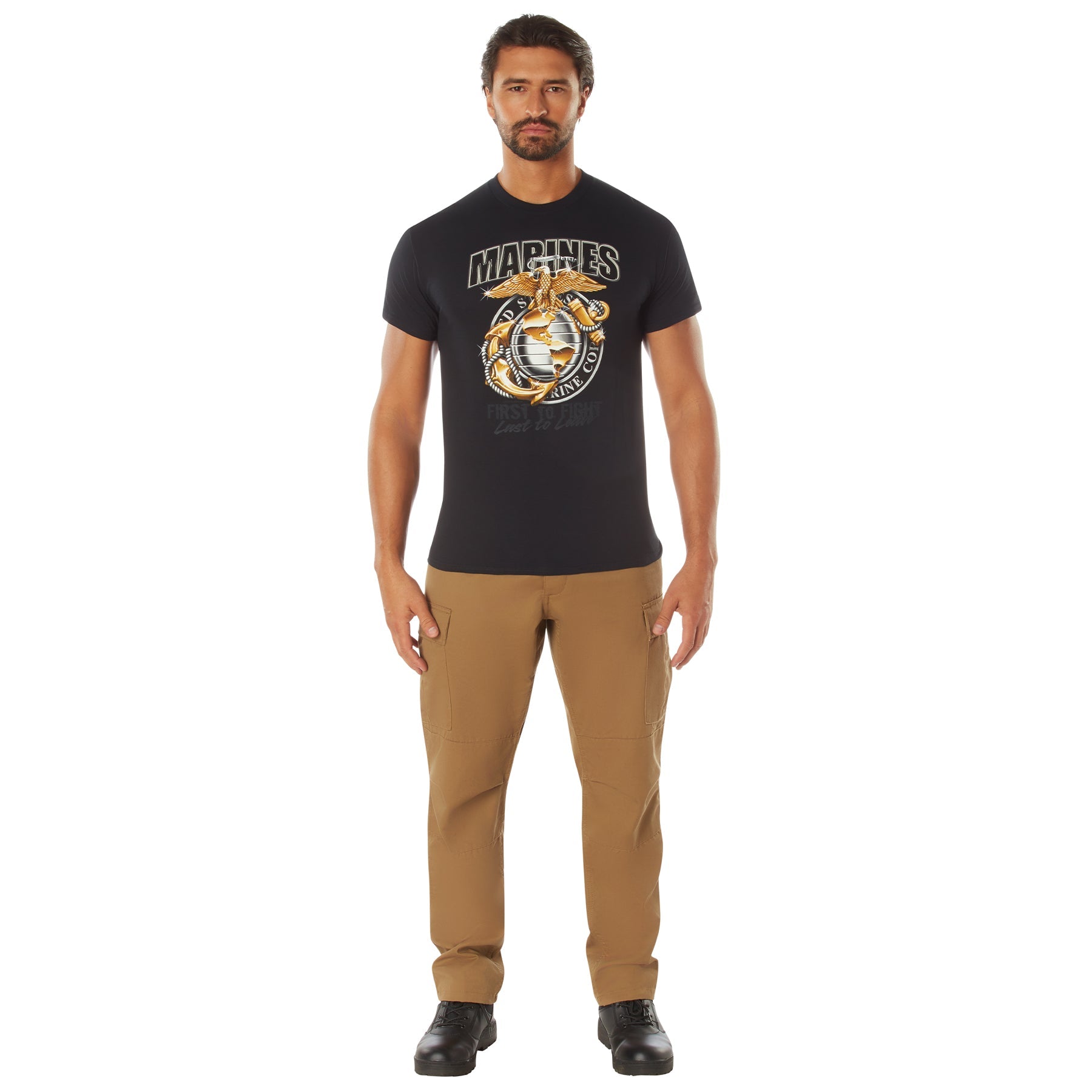 Black Ink Marines First To Fight T-Shirt LARSON TACTICAL SUPPLY