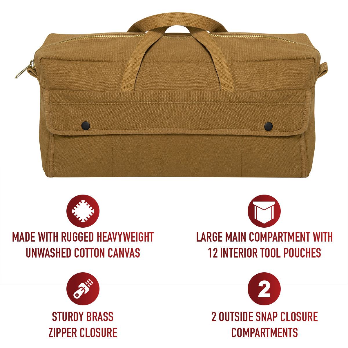 Rothco Canvas Jumbo Tool Bag With Brass Zipper LARSON TACTICAL SUPPLY