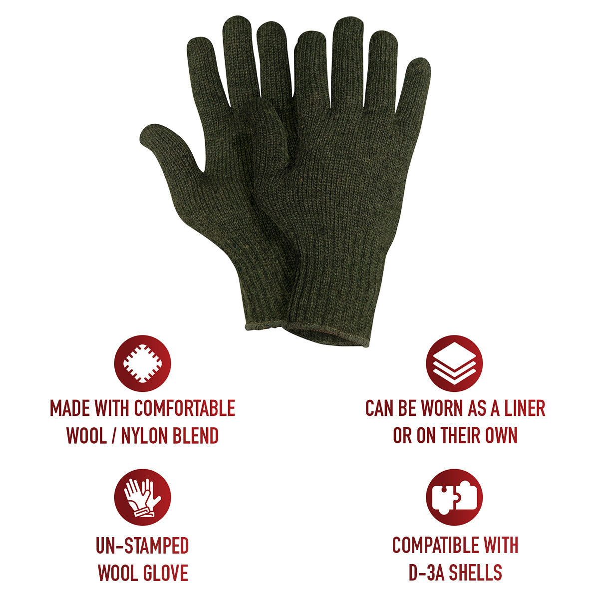 Rothco Wool Glove Liners - Unstamped LARSON TACTICAL SUPPLY