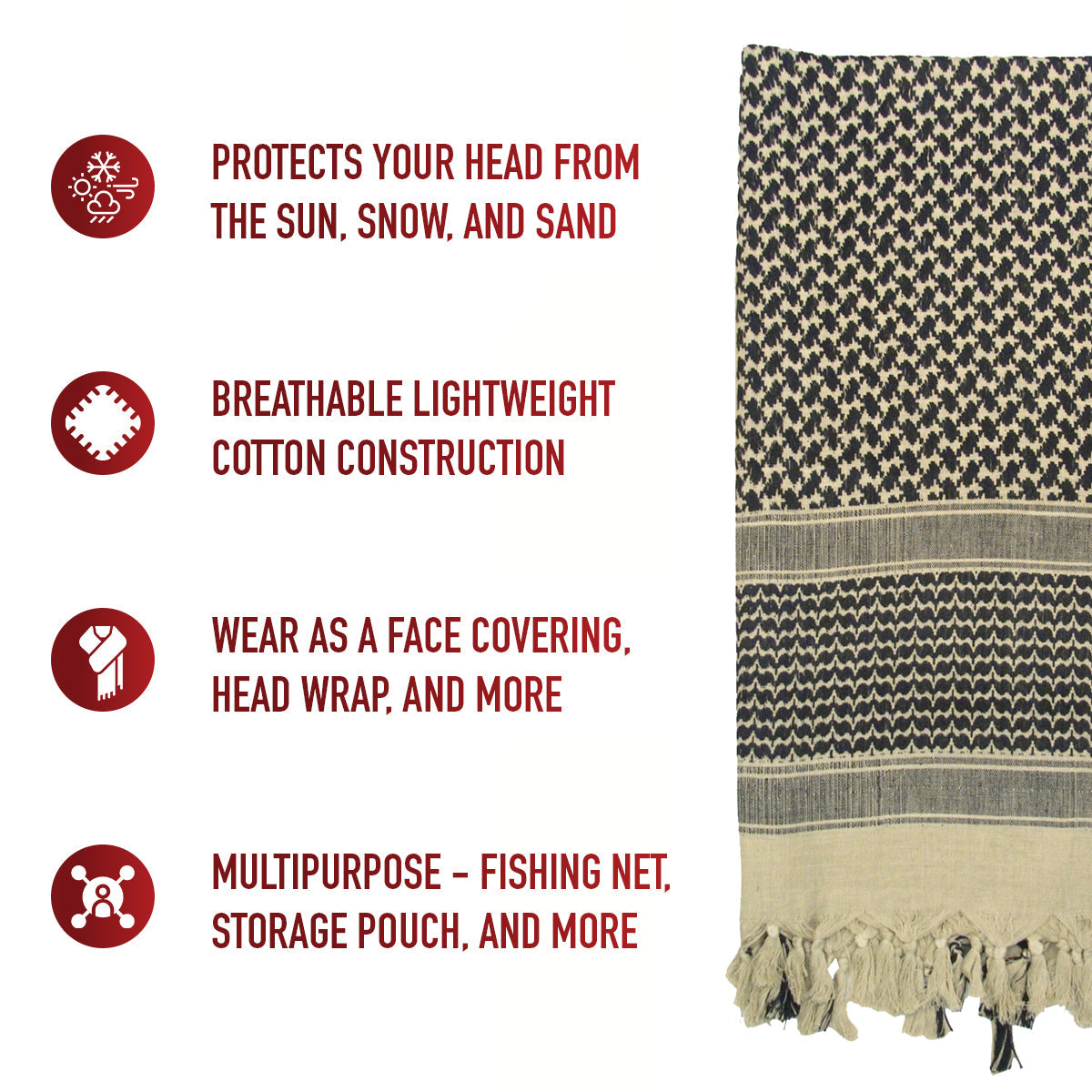 Rothco Shemagh Tactical Desert Keffiyeh Scarf LARSON TACTICAL SUPPLY