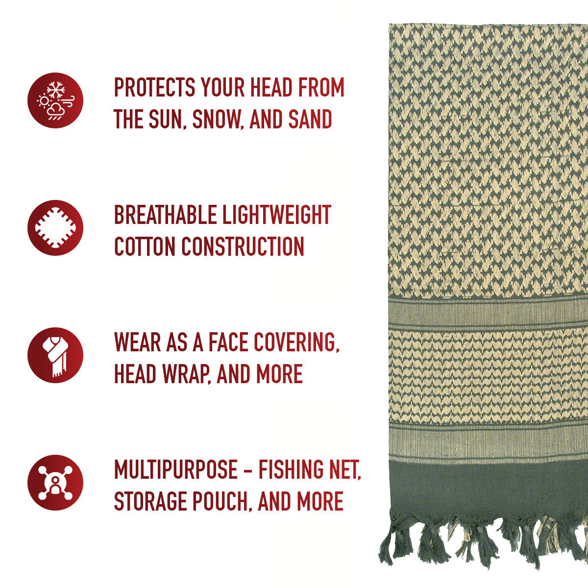 Rothco Shemagh Tactical Desert Keffiyeh Scarf LARSON TACTICAL SUPPLY