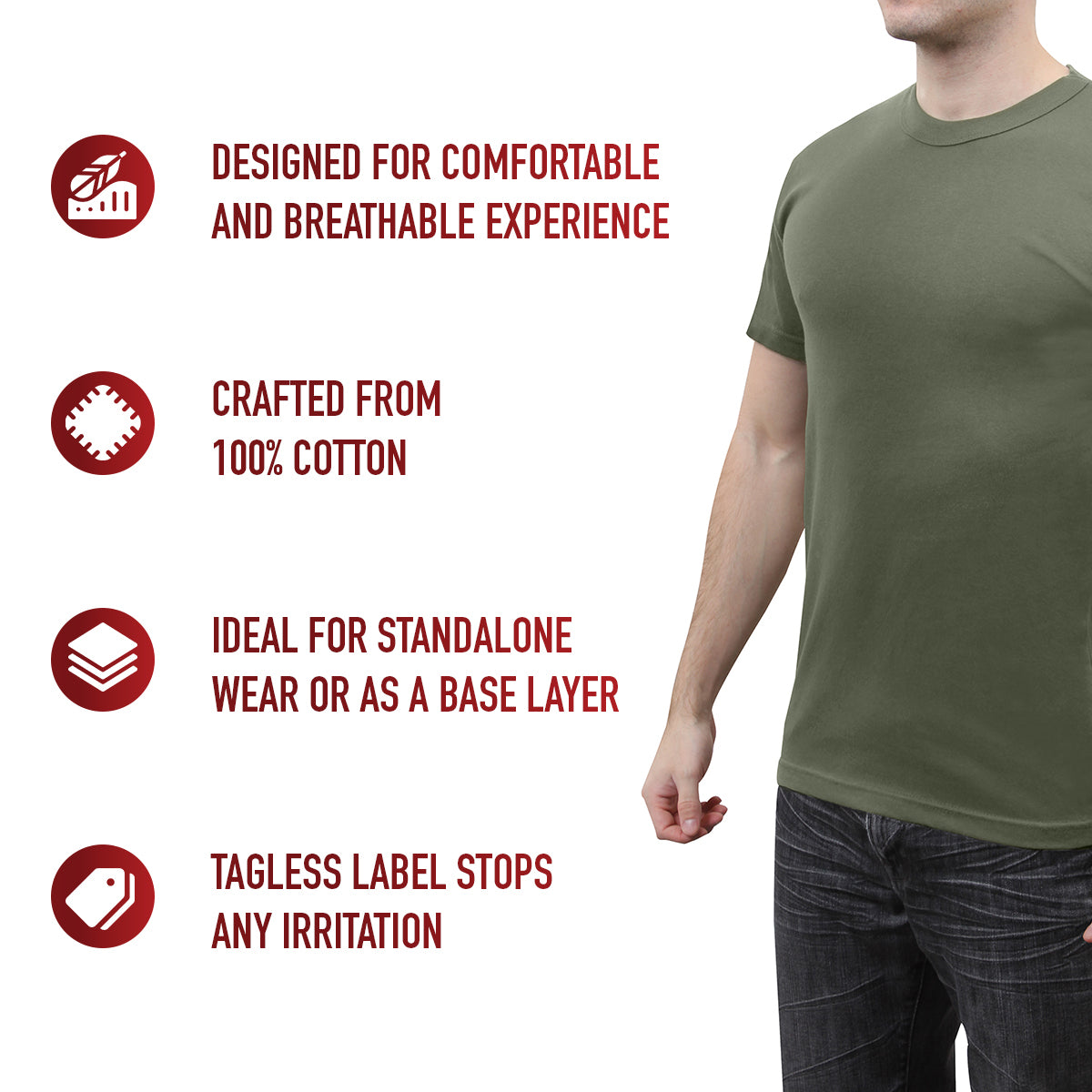 Rothco Solid Color 100% Cotton T-Shirt LARSON TACTICAL SUPPLY